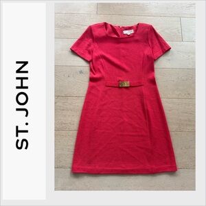 ST. JOHN Collection size 4 Wool Santana  Knit  Midi  Belted Dress